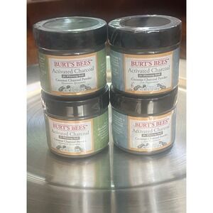 Set Of 4 Burt's Bees Activated Charcoal Coconut Teeth Whitening  Powder Mint-New